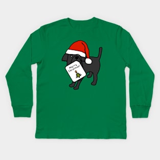 Cute Dog says Merry Christmas Kids Long Sleeve T-Shirt